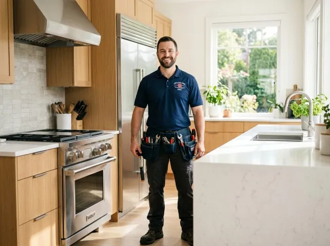 Appliance Repair Hero technician in a Audubon, PA kitchen after an appliance repair